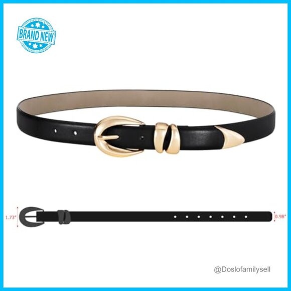 Synthetic Leather Belt Gold Buckle Classic Elegant Women\'s Accessory Skinny Fit main image 6